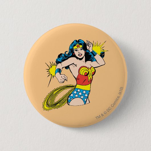 Wonder Woman Drehung mit leuchtenden Wellen Button (Vorderseite)