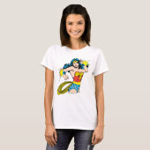 Wonder Woman Drehung mit leuchtenden Wellen T-Shirt (Vorne ganz)