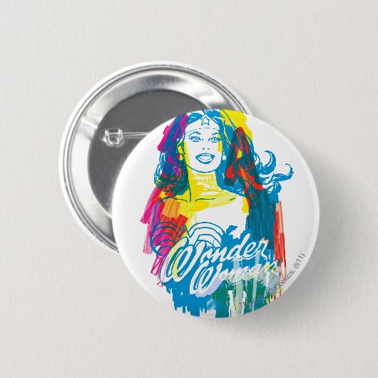 Wonder Woman farbenfroh 1 Button (Vorne & Hinten)