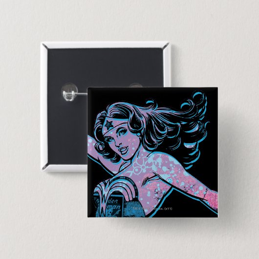 Wonder Woman farbenfrohe Pose Button (Vorne & Hinten)