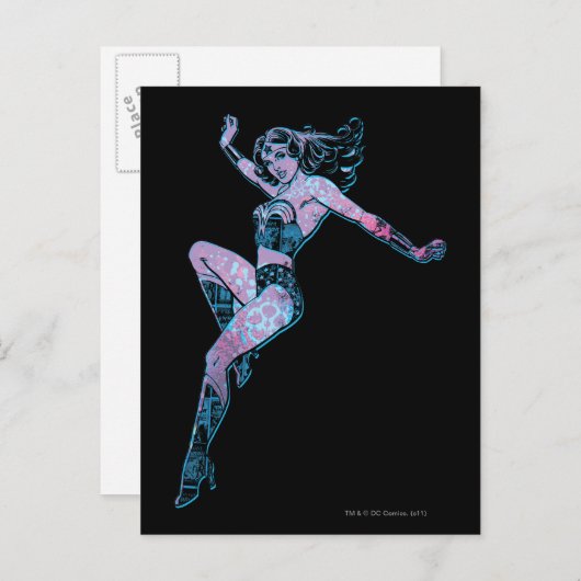 Wonder Woman farbenfrohe Pose Postkarte (Vorne/Hinten)