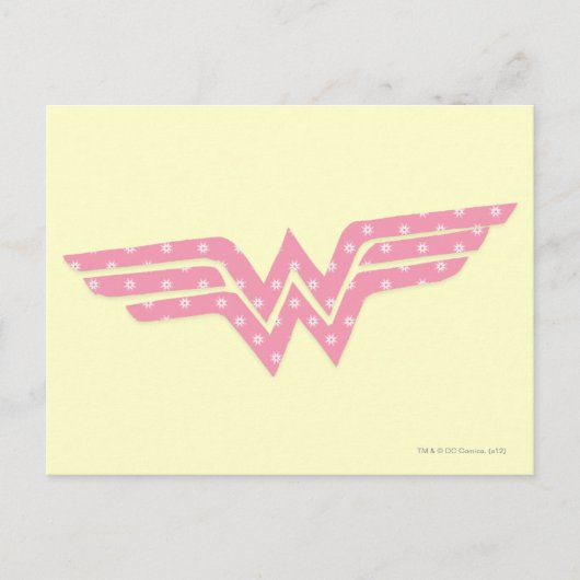 Wonder Woman farbenfrohe Rosa Floral Logo Postkarte (Vorderseite)