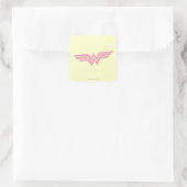 Wonder Woman farbenfrohe Rosa Floral Logo Quadratischer Aufkleber (Tasche)