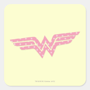 Wonder Woman farbenfrohe Rosa Floral Logo Quadratischer Aufkleber