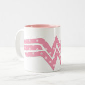 Wonder Woman farbenfrohe Rosa Floral Logo Zweifarbige Tasse (Vorderseite Links)