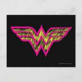 Wonder Woman farbenfrohe Rosa und Gelb Logo Postkarte (Vorderseite)