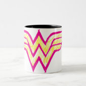 Wonder Woman farbenfrohe Rosa und Gelb Logo Zweifarbige Tasse (Mittel)