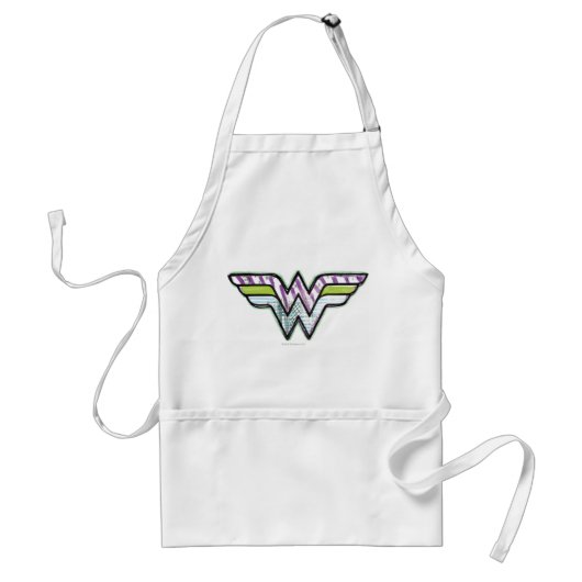 Wonder Woman farbenfrohe Sketch-Logo Schürze (Vorne)