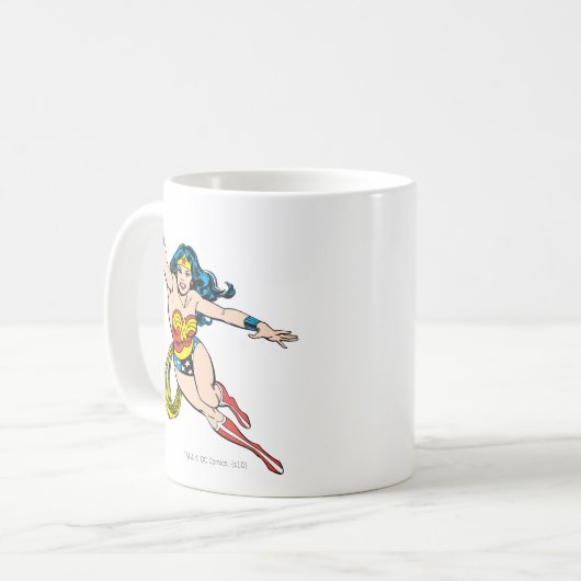 Wonder Woman fliegt vorwärts Kaffeetasse (Vorderseite Links)