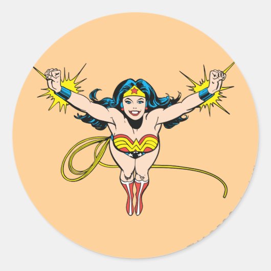 Wonder Woman Fly Forward Runder Aufkleber (Vorderseite)