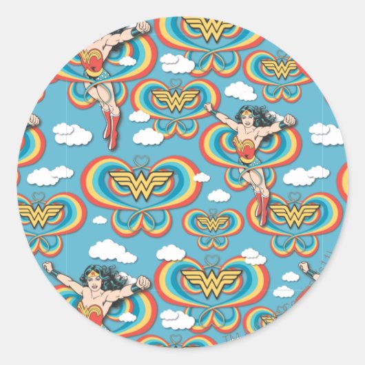 Wonder Woman Flying High Pattern Runder Aufkleber (Vorderseite)