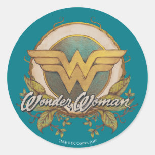 Wonder Woman Foliage Sketch Logo Runder Aufkleber