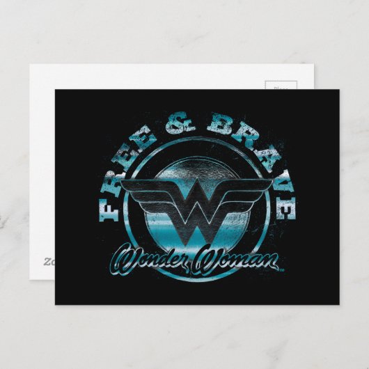 Wonder Woman Free & Brave Grunge Grafik Postkarte (Vorne/Hinten)