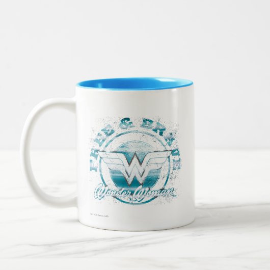 Wonder Woman Free & Brave Grunge Grafik Zweifarbige Tasse (Links)