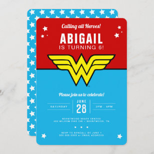 Wonder Woman - Geburtstag der klassischen Logostar Einladung