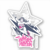 Wonder Woman Glam Rock Flying Character Graphic Aufkleber (Vorderseite)