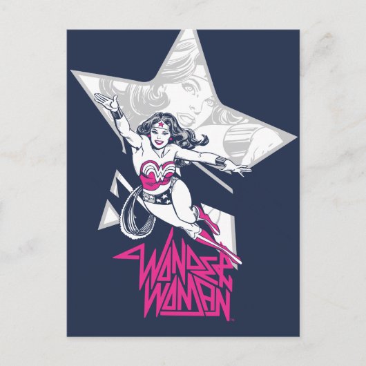 Wonder Woman Glam Rock Flying Character Graphic Postkarte (Vorderseite)