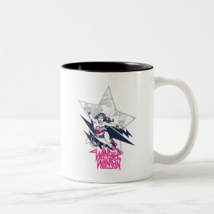 Wonder Woman Glam Rock Flying Character Graphic Zweifarbige Tasse