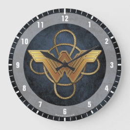 Wonder Woman Gold Symbol Over Lasso Große Wanduhr