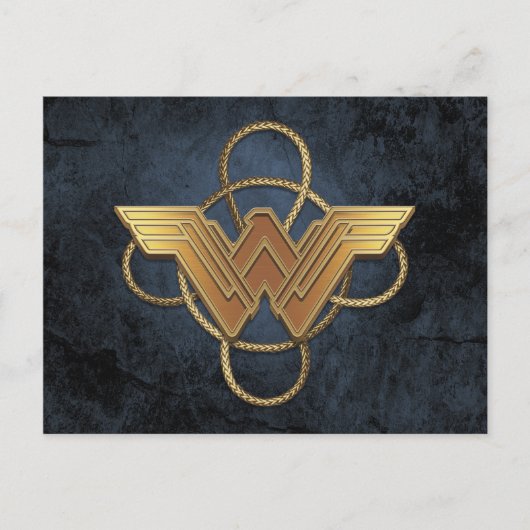 Wonder Woman Gold Symbol über Lasso Postkarte (Vorderseite)