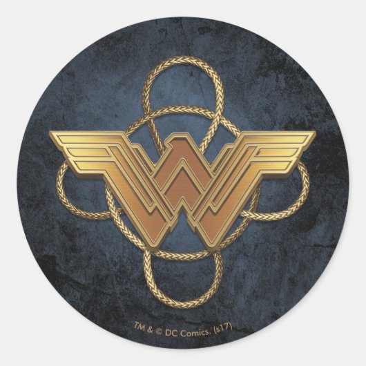 Wonder Woman Gold Symbol über Lasso Runder Aufkleber (Vorderseite)