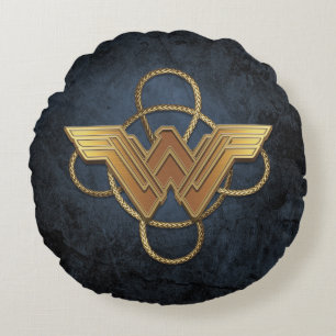 Wonder Woman Gold Symbol über Lasso Rundes Kissen