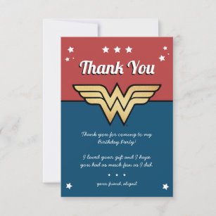 Wonder Woman Golden Logo Geburtstag Vielen Dank Einladung