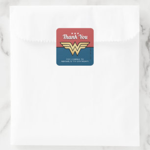 Wonder Woman Golden Logo Geburtstag Vielen Dank Quadratischer Aufkleber