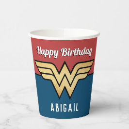 Wonder Woman Golden Logo | Happy Birthday Pappbecher