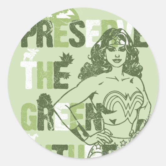 Wonder Woman Green Future Runder Aufkleber (Vorderseite)
