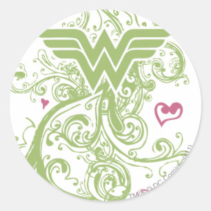 Wonder Woman Green Wirbel Logo Runder Aufkleber