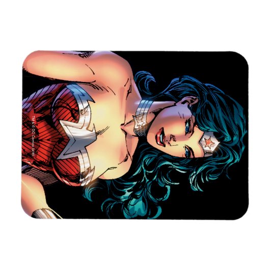 Wonder Woman Gripping Lasso Atop Rock Magnet (Horizontal)