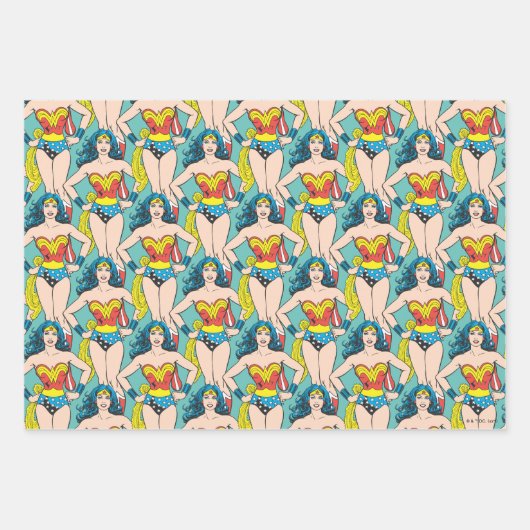 Wonder Woman Hands auf Hüften Geschenkpapier Set (Vorderseite)