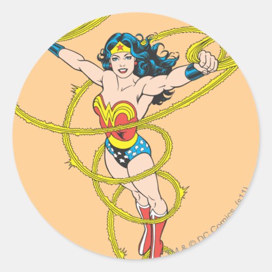 Wonder Woman in Lasso Runder Aufkleber (Vorderseite)