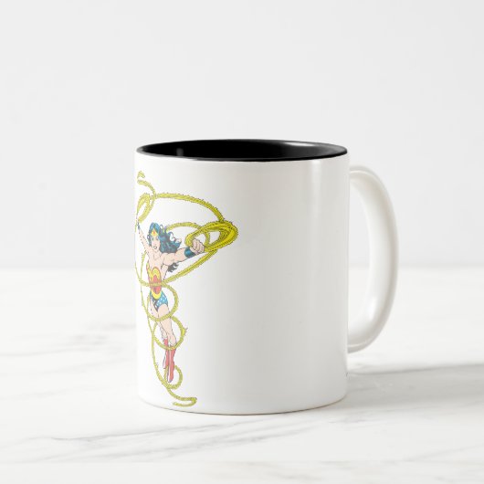 Wonder Woman in Lasso Zweifarbige Tasse (VorderseiteRechts)