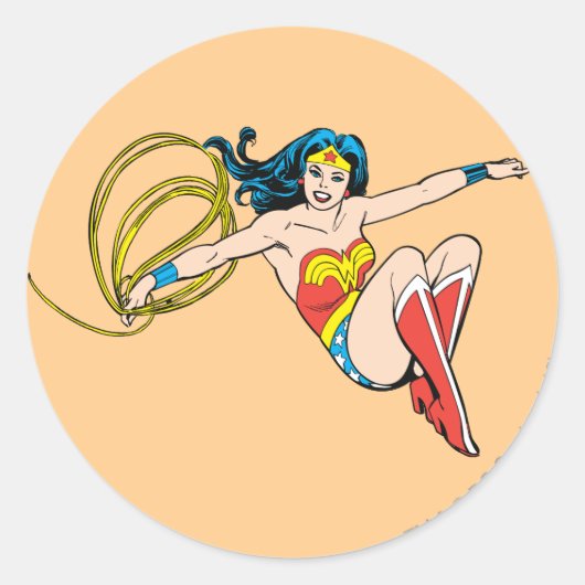 Wonder Woman Jumping Runder Aufkleber (Vorderseite)