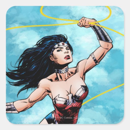 Wonder Woman & Lasso of Truth Quadratischer Aufkleber (Vorderseite)