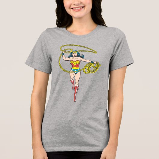 Wonder Woman Lasso über Kopf Tri-Blend Shirt (Vorderseite)