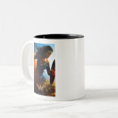 Wonder Woman läuft auf dem Schlachtfeld Zweifarbige Tasse (Vorderseite Links)