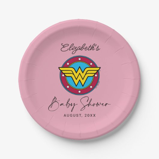 Wonder Woman Logo | Neues Baby kommt bald Pappteller (Vorderseite)