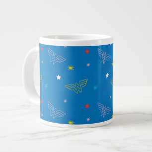 Wonder Woman-Logo und Sterne Blaues Muster Jumbo-Tasse