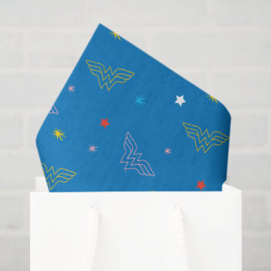 Wonder Woman-Logo und Sterne Blaues Muster Seidenpapier