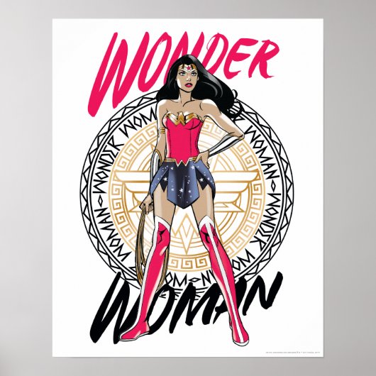 Wonder Woman mit griechischem StammesEmblem Poster (Vorne)