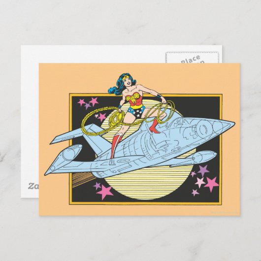Wonder Woman mit Jet Postkarte (Vorne/Hinten)