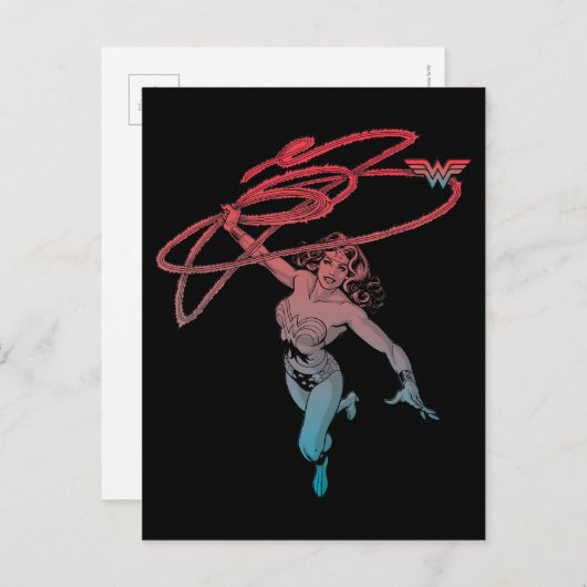 Wonder Woman mit Lasso Red Blue Kunst Postkarte (Vorne/Hinten)