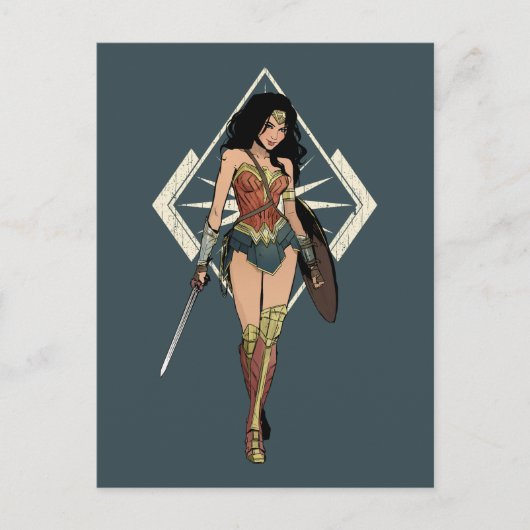 Wonder Woman mit Schwert Comic Art Postkarte (Vorderseite)