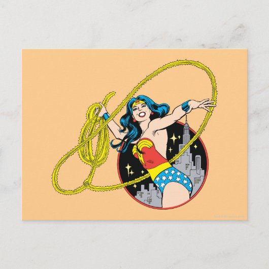 Wonder Woman mit Stadtgeschichte Postkarte (Vorderseite)