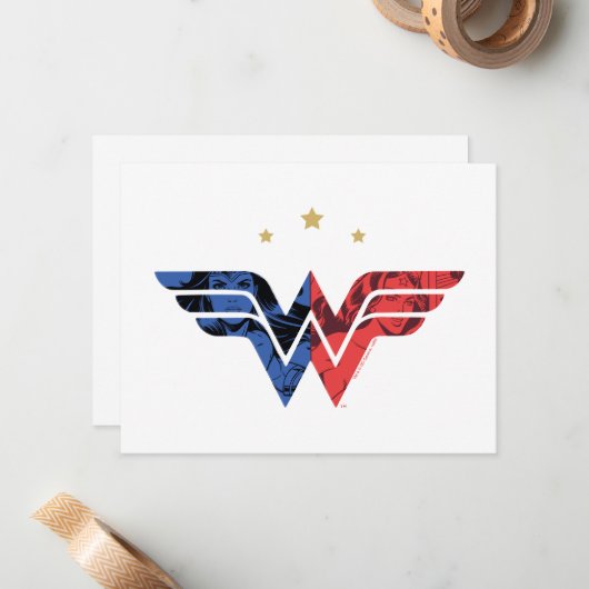 Wonder Woman Modern & Retro Comic Overlay-Logo Mitteilungskarte (Vorderseite/Rückseite Beispiel)
