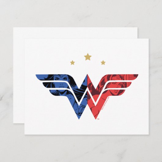 Wonder Woman Modern & Retro Comic Overlay-Logo Mitteilungskarte (Vorne/Hinten)
