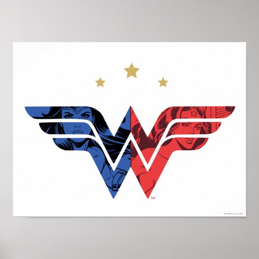 Wonder Woman Modern & Retro Comic Overlay-Logo Poster (Vorne)